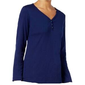 NEW CHARTER CLUB LUXURY flannel mix it pajama top in blue